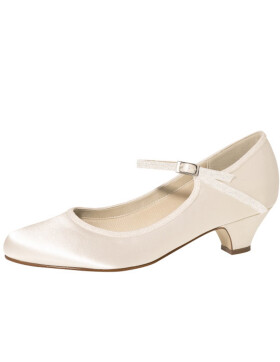 Brautschuhe Marsha Ivory Satin/ Off White Fine Glitter...