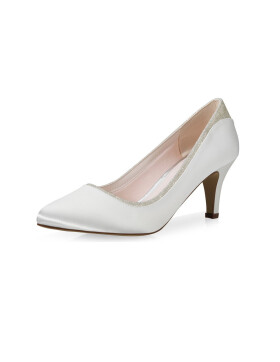 Brautschuhe Jara Ivory Satin Silver fine Glitter 6,5 - 39,5