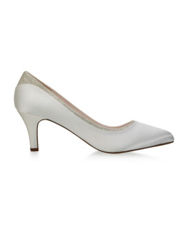 Brautschuhe Jara Ivory Satin Silver fine Glitter 6,5 - 39,5