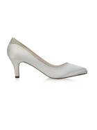 Brautschuhe Jara Ivory Satin Silver fine Glitter 6,5 - 39,5