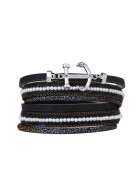 Damen Armband Wickelarmband mit Anker &amp; Strass/Perlen Magnetverschlu&szlig;, nickelfrei Schwarz