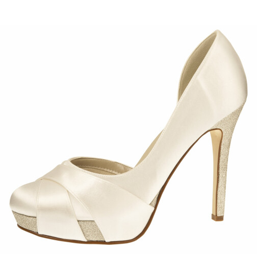 Brautschuhe Kelis Ivory Satin/ Fine Glitter 41 Gr. SALE